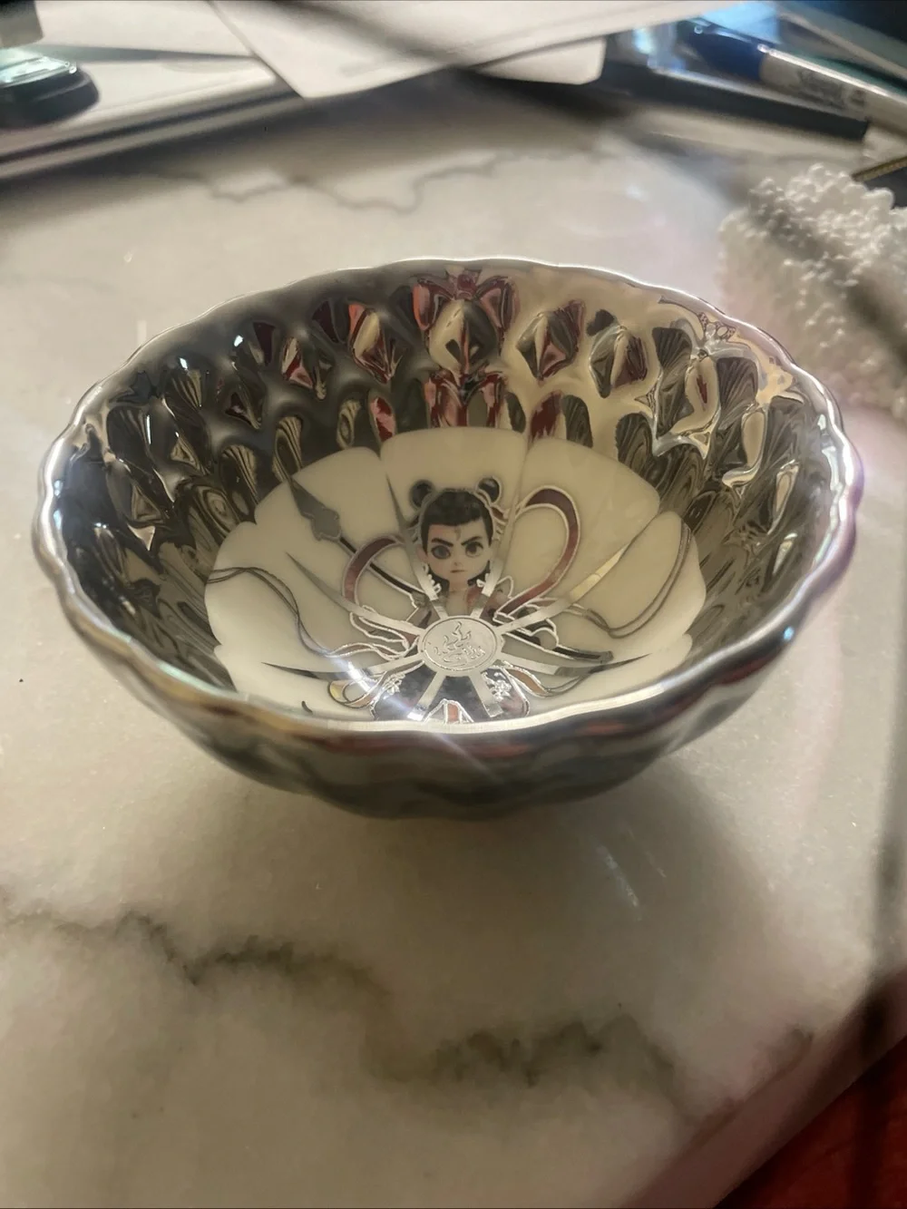 Lot of two brand new dragon, teacup, silver, ceramic and gold , Unbranded
